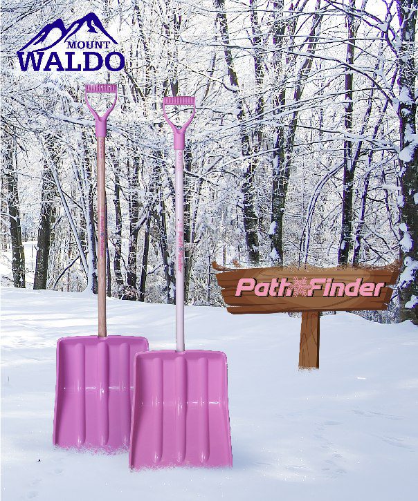 14" PathFinder with Fiberglass Handle Snow Shovel, Color Pink