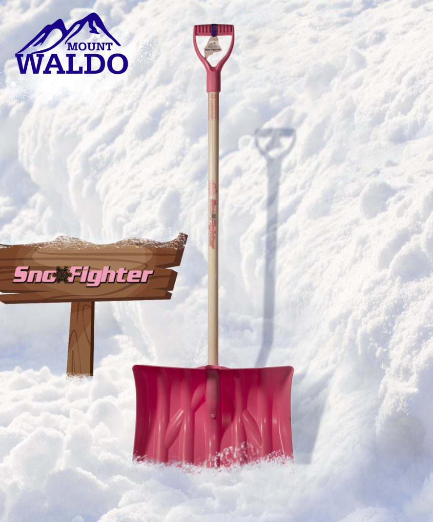 18" SnoFighter with Fiberglass Handle Snow Shovel, Color Pink