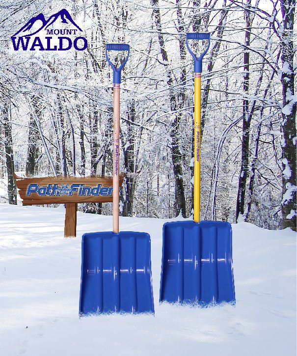 14" Pathfinder with Fiberglass Handle Snow Shovel, Color Blue