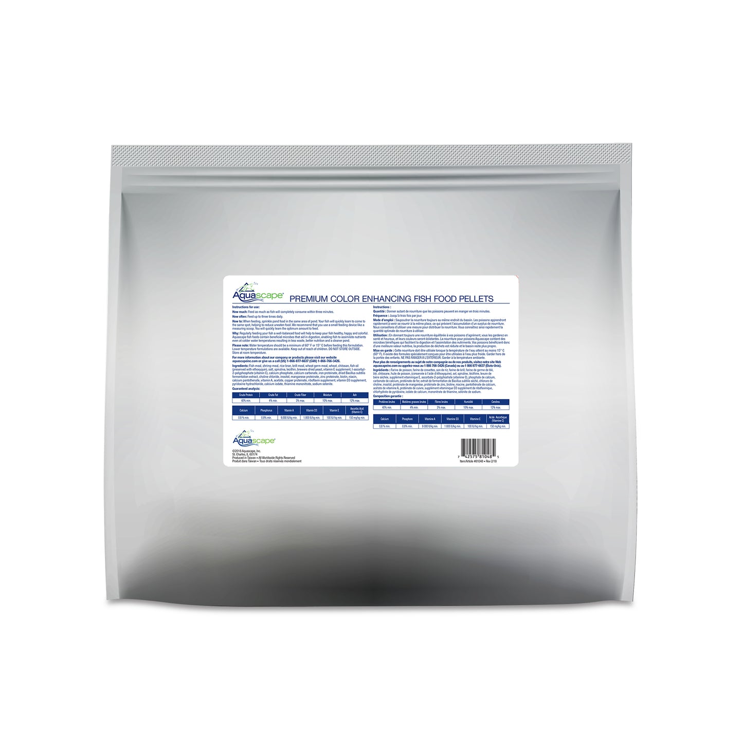 Aquascape PREMIUM COLOR ENHANCING FISH FOOD-LARGE PELLETS - 11 LB / 5 KG