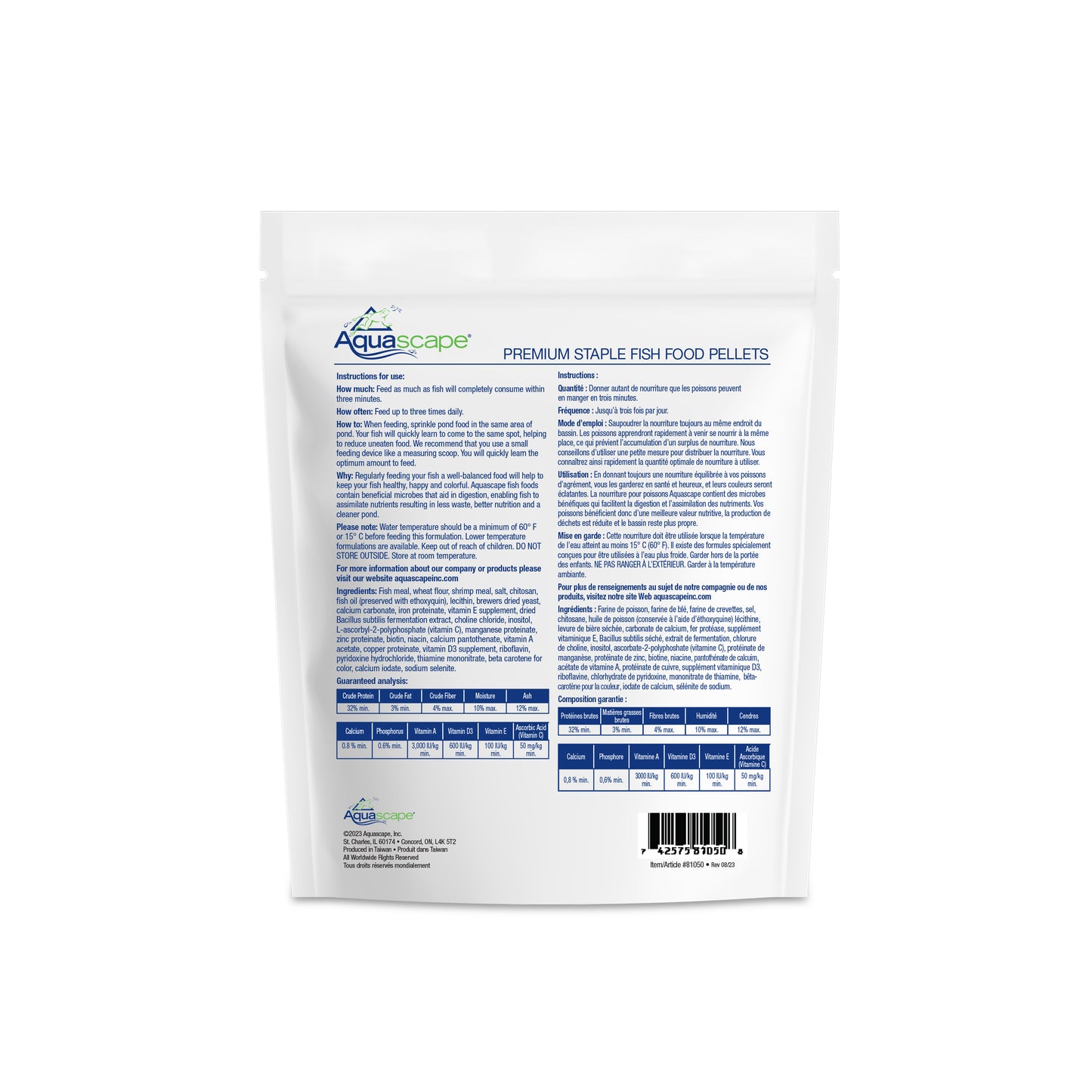 Aquascape PREMIUM STAPLE FISH FOOD-MIXED PELLETS - 1.1 LB / 500 G