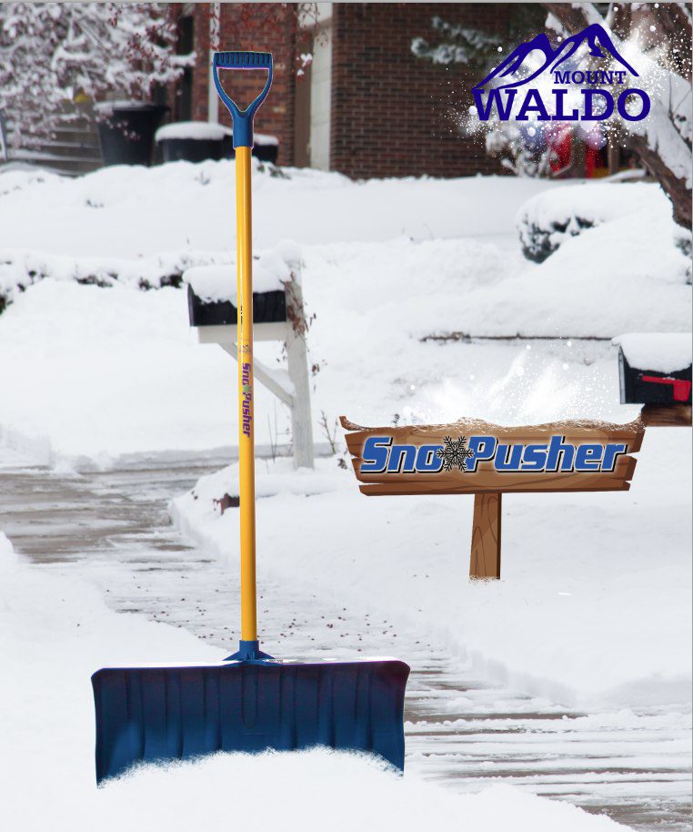 24" SnoPusher with Fiberglass Handle Snow Shovel, Color Blue