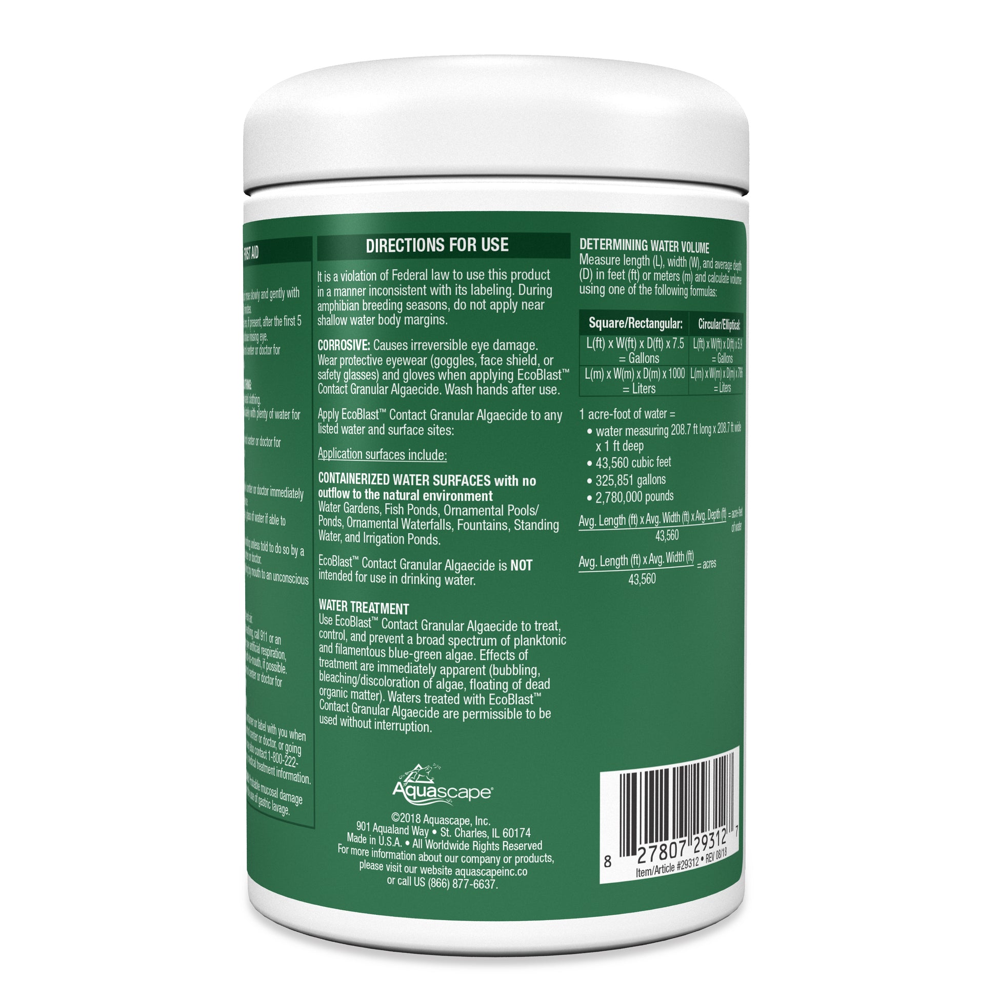Aquascape ECOBLAST CONTACT GRANULAR ALGAECIDE - 38.4 OZ / 1.1 KG