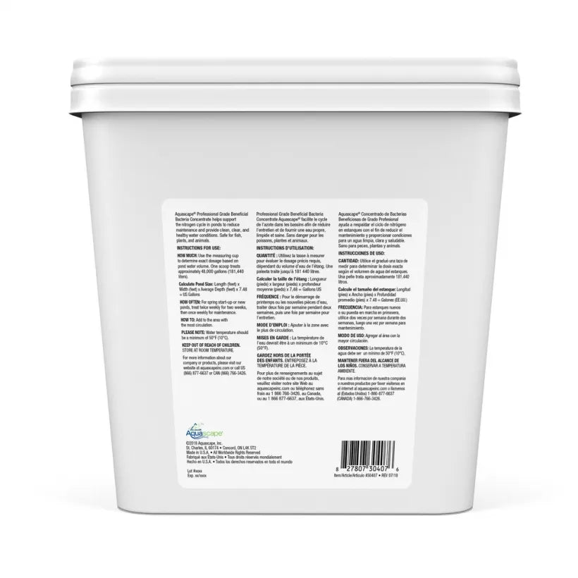 Aquascape BENEFICIAL BACTERIA CONCENTRATE PROFESSIONAL GRADE - 9 LB / 4.08 KG