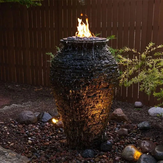 Aquascape FIRE AND WATER STACKED SLATE URN – 55” H (140 CM)