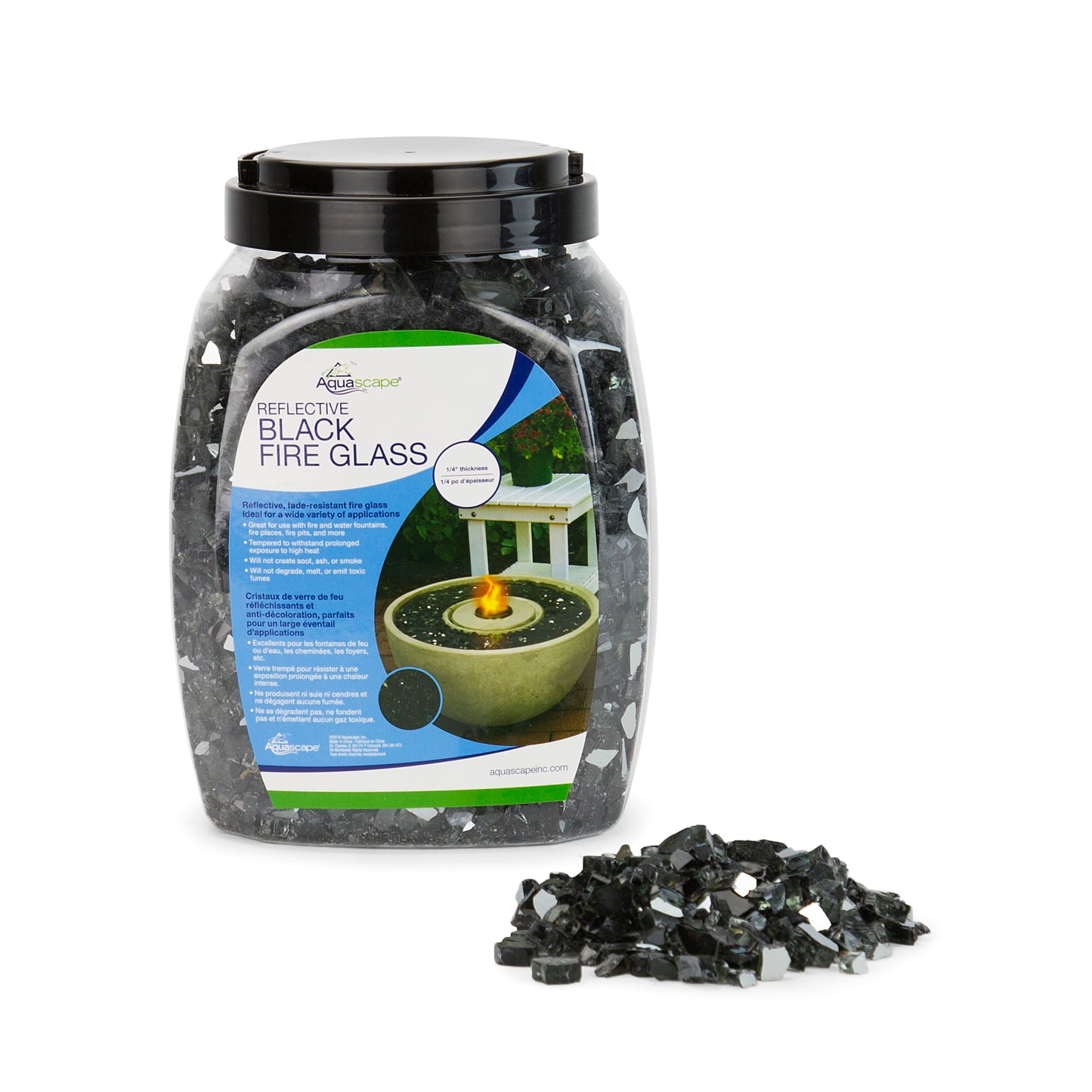 Aquascape 1/4" REFLECTIVE BLACK FIRE GLASS - 10 LB / 4.5KG