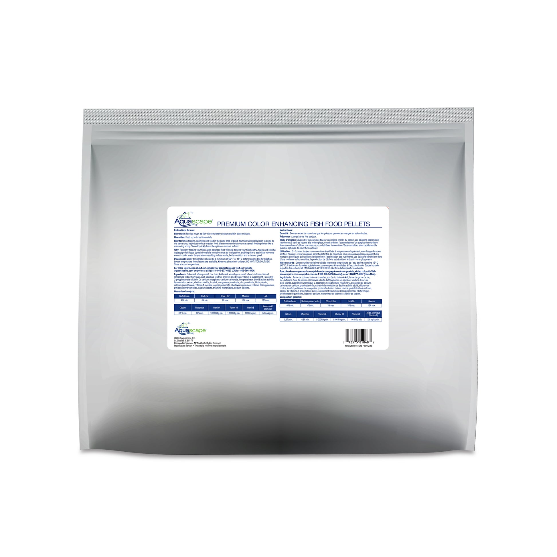 Aquascape PREMIUM COLOR ENHANCING FISH FOOD-LARGE PELLETS - 11 LB / 5 KG