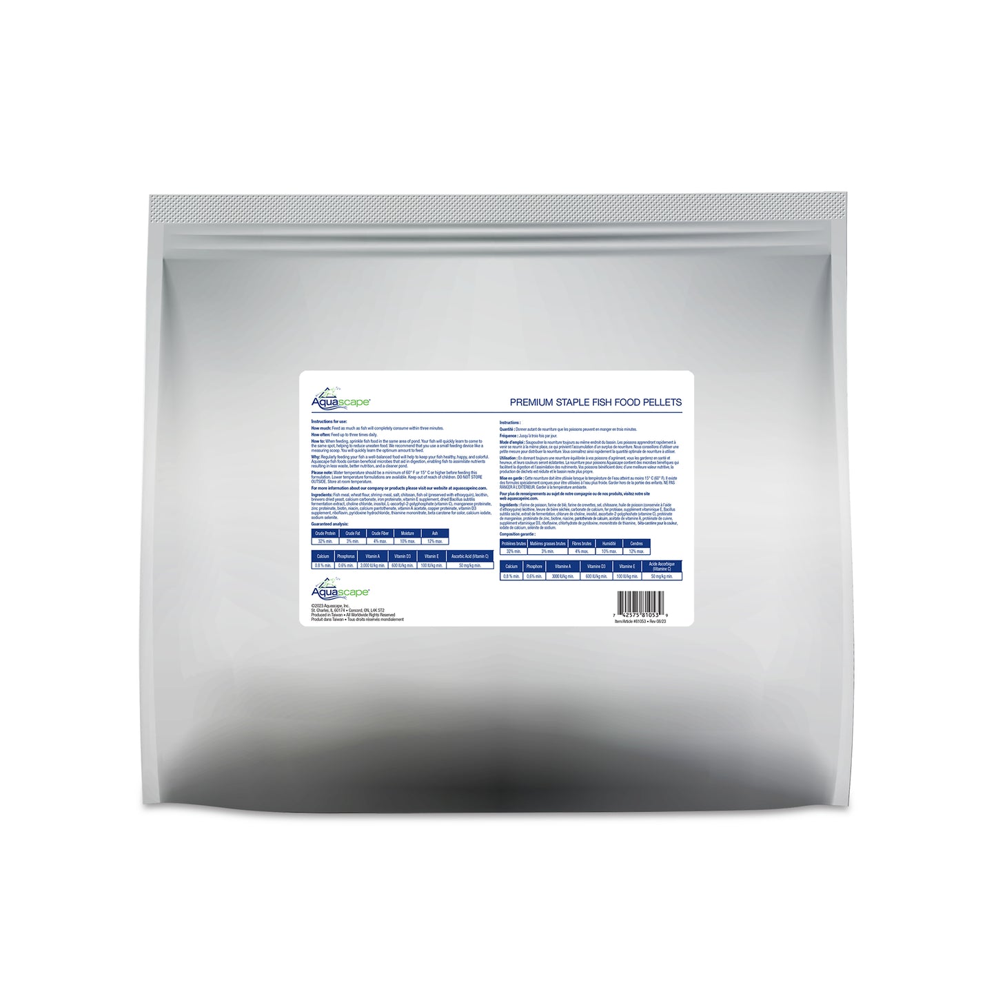Aquascape PREMIUM STAPLE FISH FOOD-LARGE PELLETS - 11 LB / 5 KG
