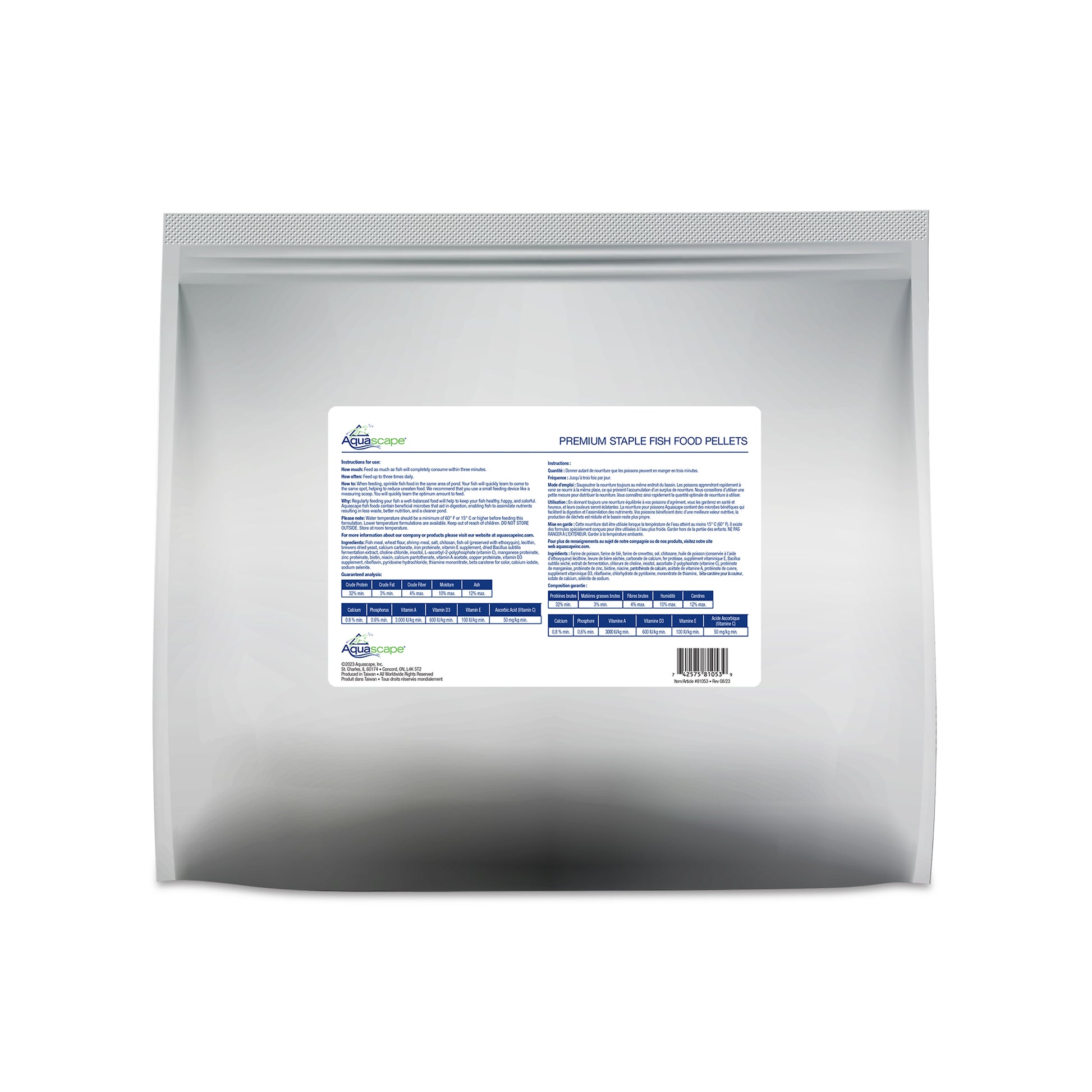 Aquascape PREMIUM STAPLE FISH FOOD-LARGE PELLETS - 11 LB / 5 KG