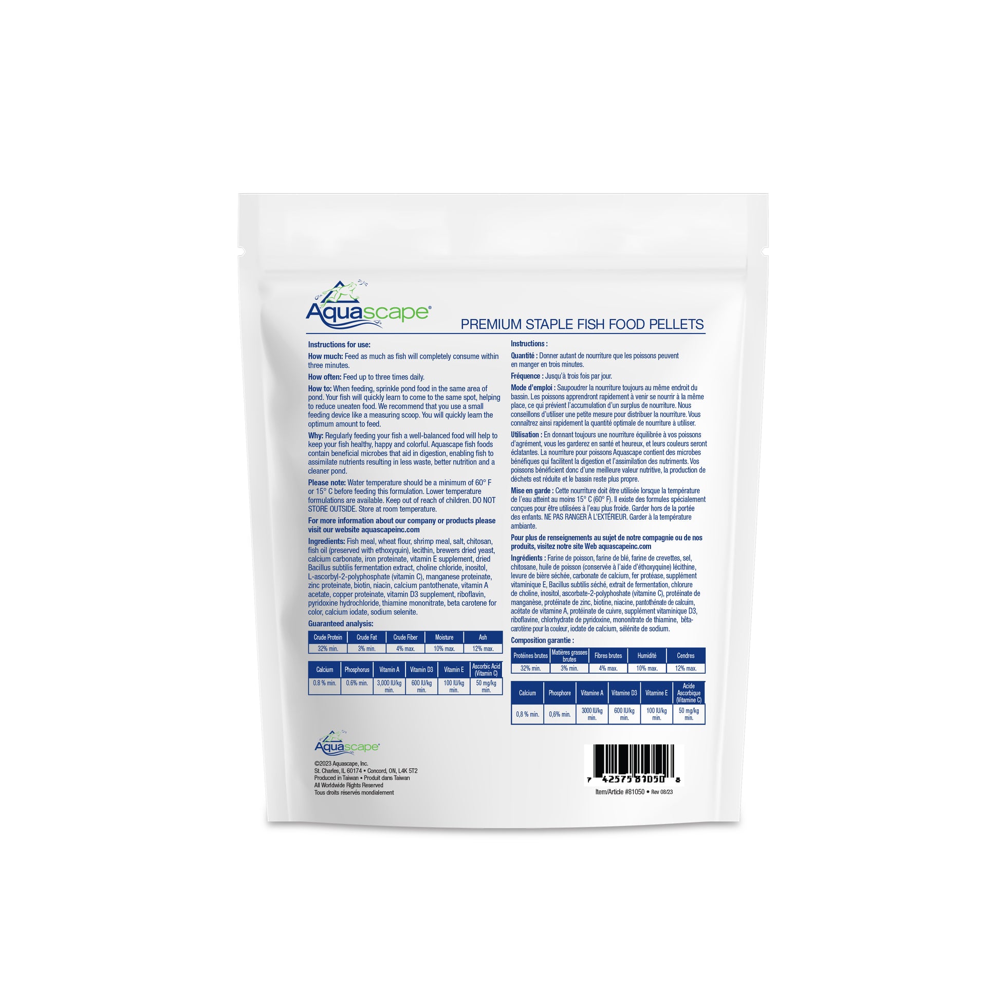 Aquascape PREMIUM STAPLE FISH FOOD-MIXED PELLETS - 1.1 LB / 500 G