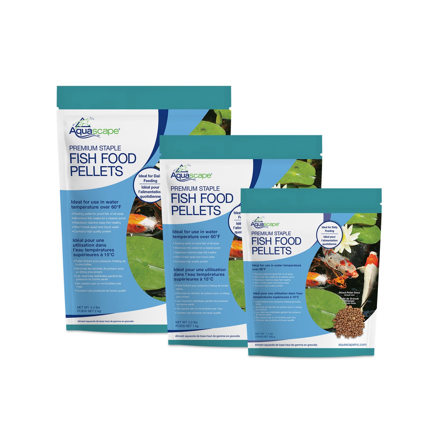 Aquascape PREMIUM STAPLE FISH FOOD-MIXED PELLETS - 1.1 LB / 500 G