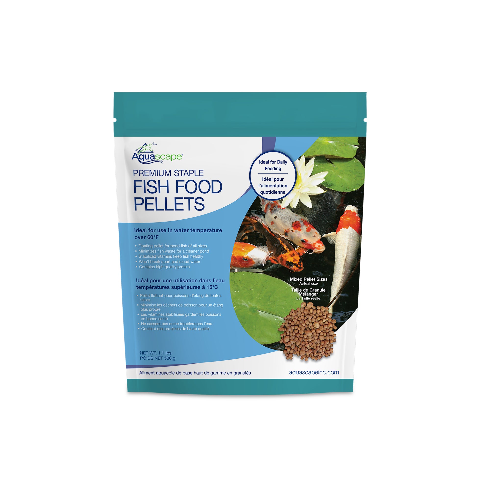 Aquascape PREMIUM STAPLE FISH FOOD-MIXED PELLETS - 1.1 LB / 500 G