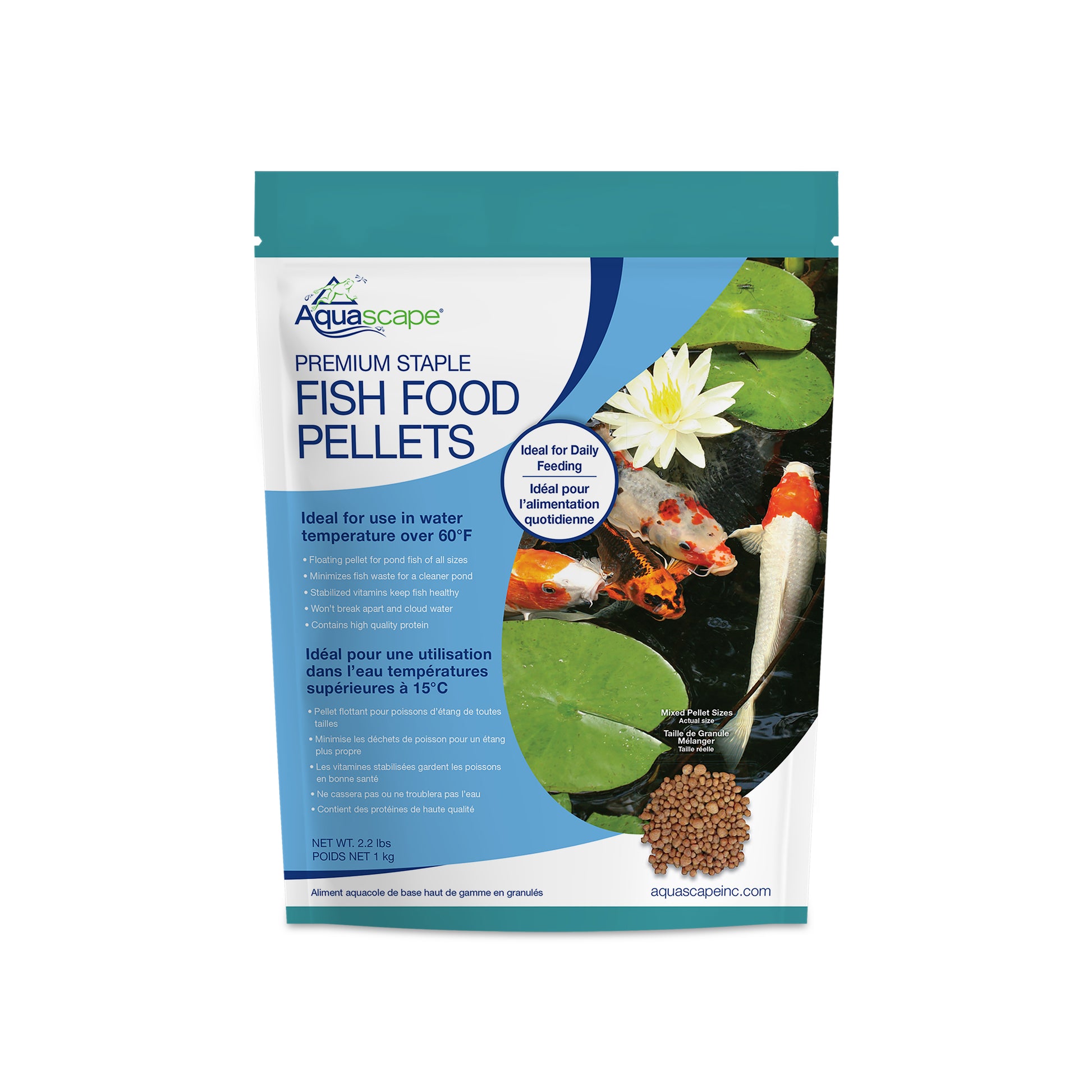 Aquascape PREMIUM STAPLE FISH FOOD-MIXED PELLETS - 2.2 LB / 1 KG