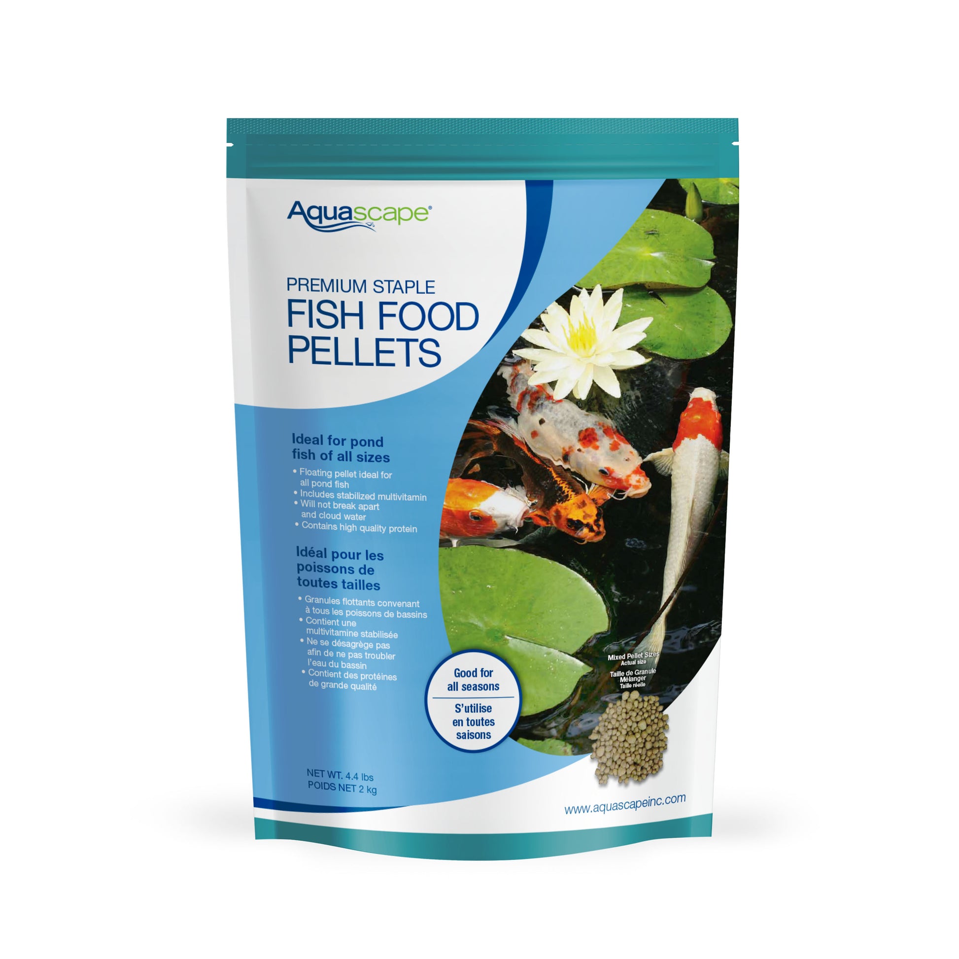 Aquascape PREMIUM STAPLE FISH FOOD-MIXED PELLETS - 4.4 LB / 2 KG