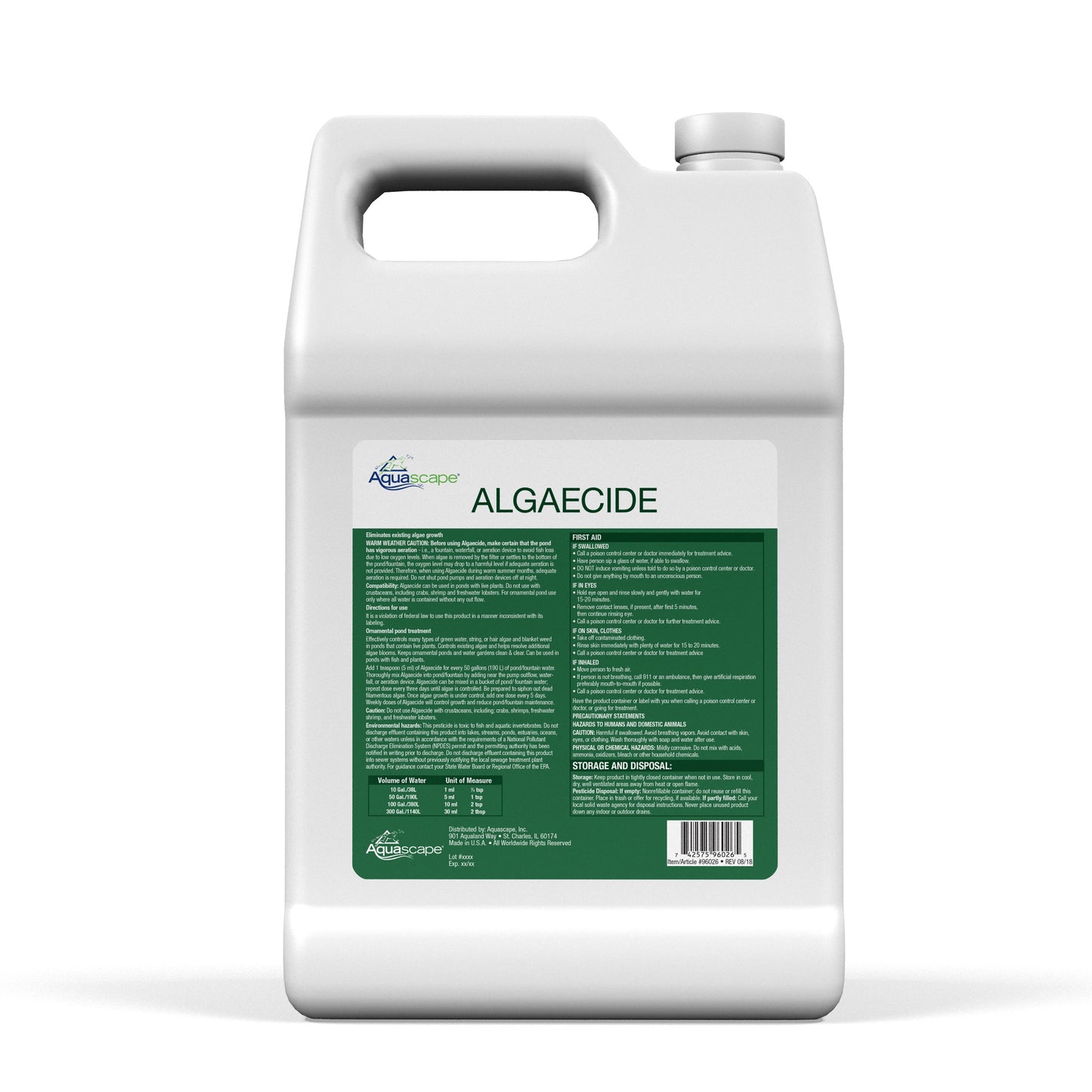 Aquascape ALGAECIDE - 1 GAL / 3.78 L