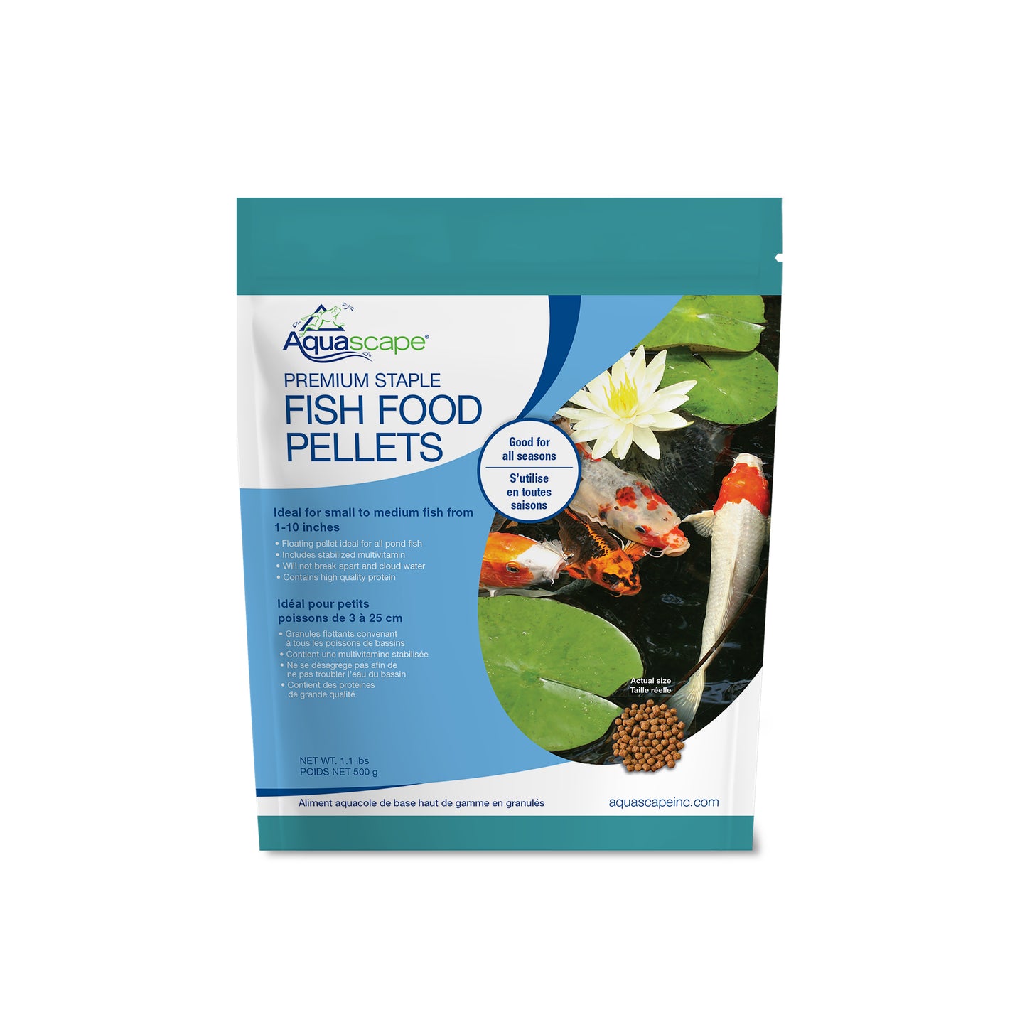 Aquascape PREMIUM STAPLE FISH FOOD-SMALL PELLETS - 1.1 LB / 500 G