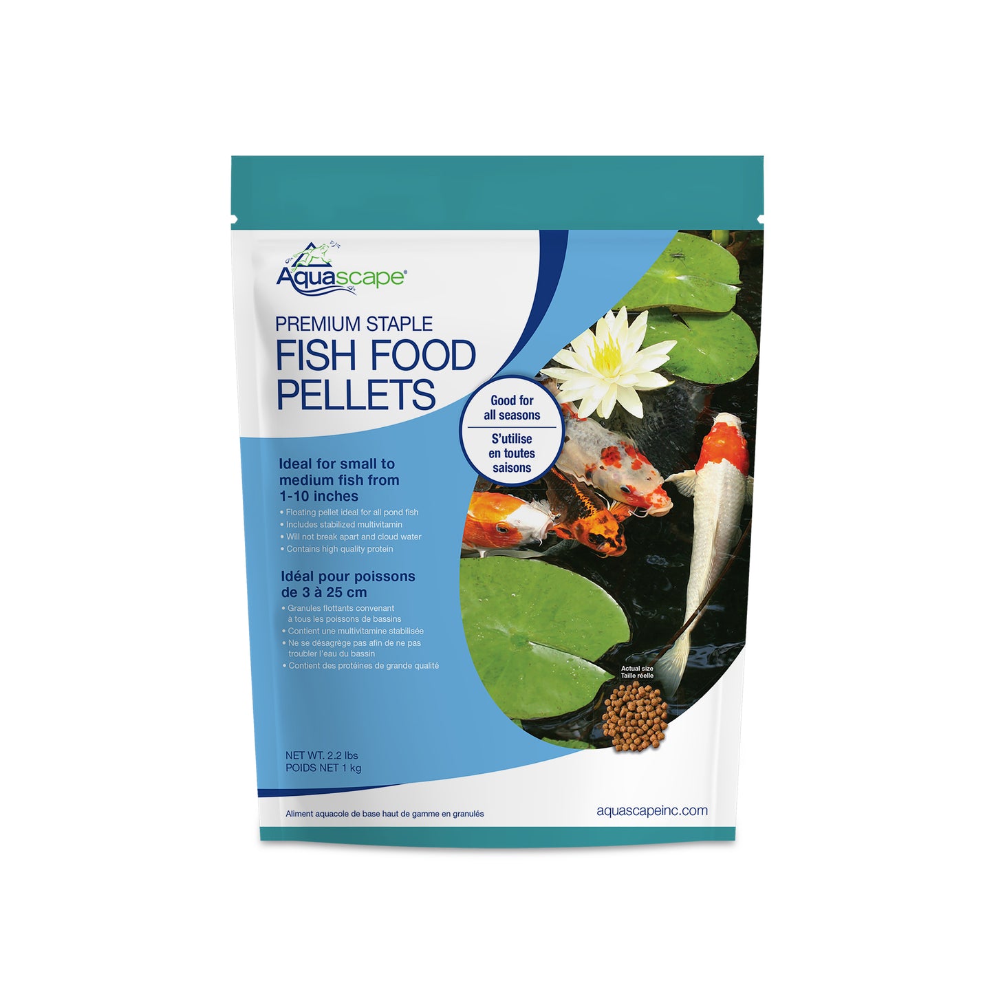 Aquascape PREMIUM STAPLE FISH FOOD-SMALL PELLETS - 2.2 LB / 1 KG