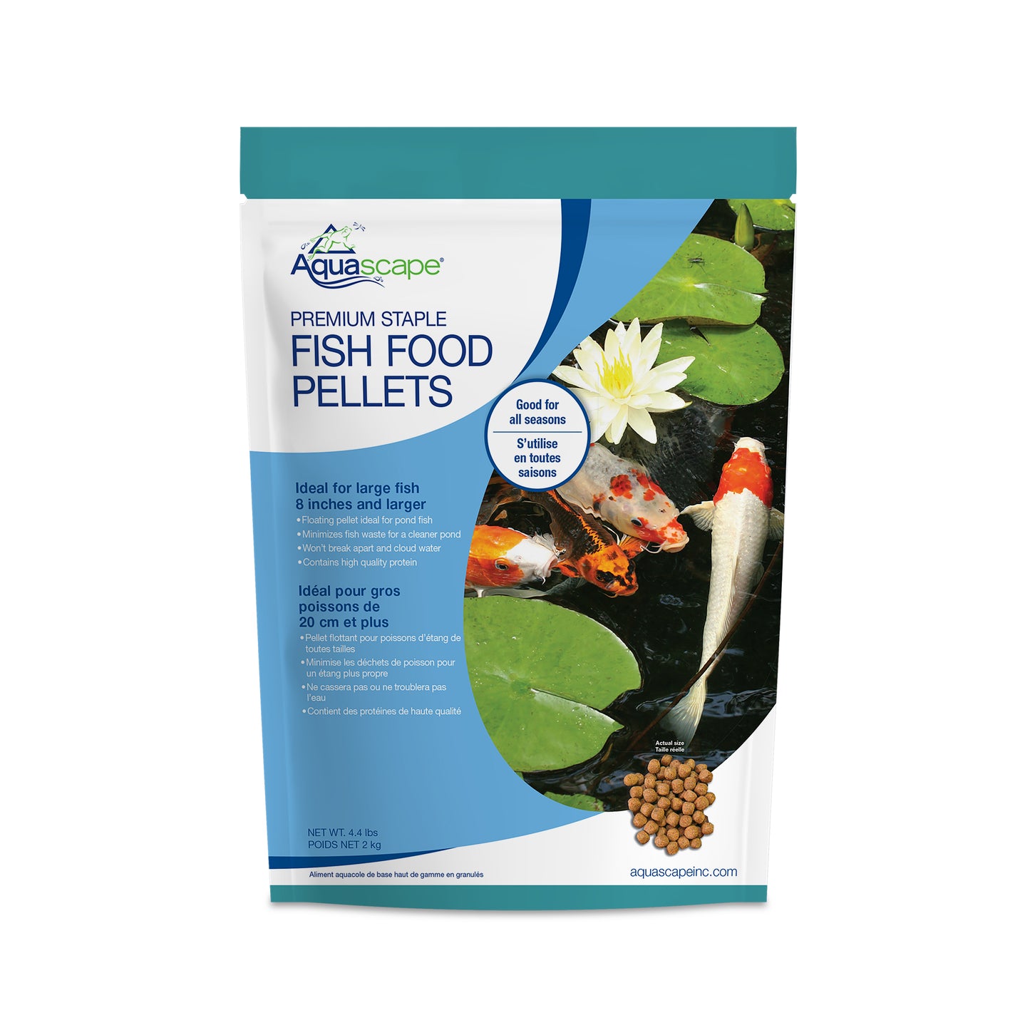 Aquascape PREMIUM STAPLE FISH FOOD-LARGE PELLETS - 4.4 LB / 2 KG