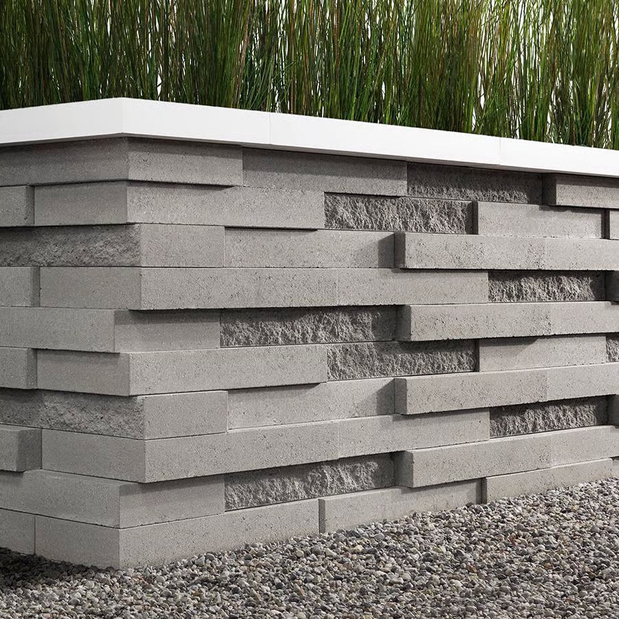 Techo-Bloc GRAPHIX WALL, SMOOTH & SPLIT, GREYED NICKEL