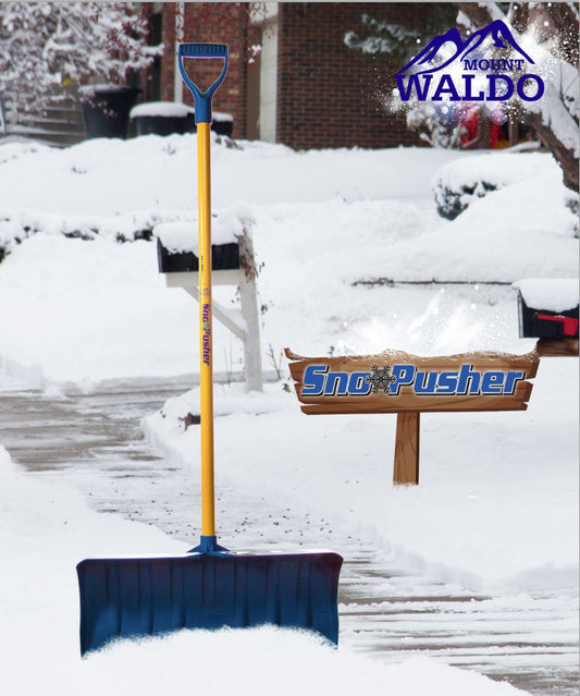24" SnoPusher with Fiberglass Handle Snow Shovel, Color Blue