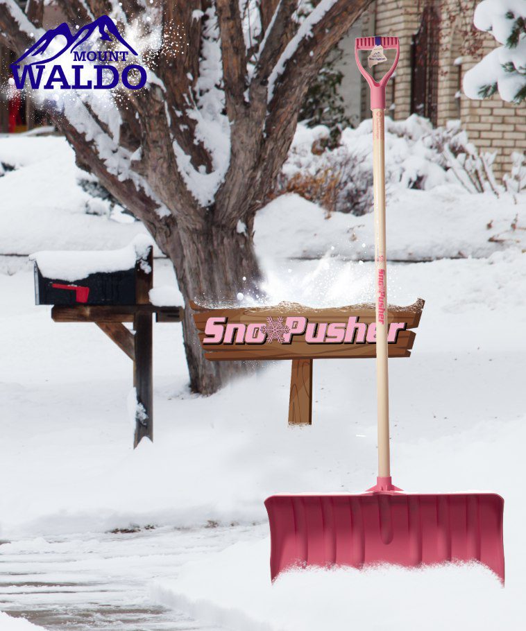 24" SnoPusher with Fiberglass Handle Snow Shovel, Color Pink