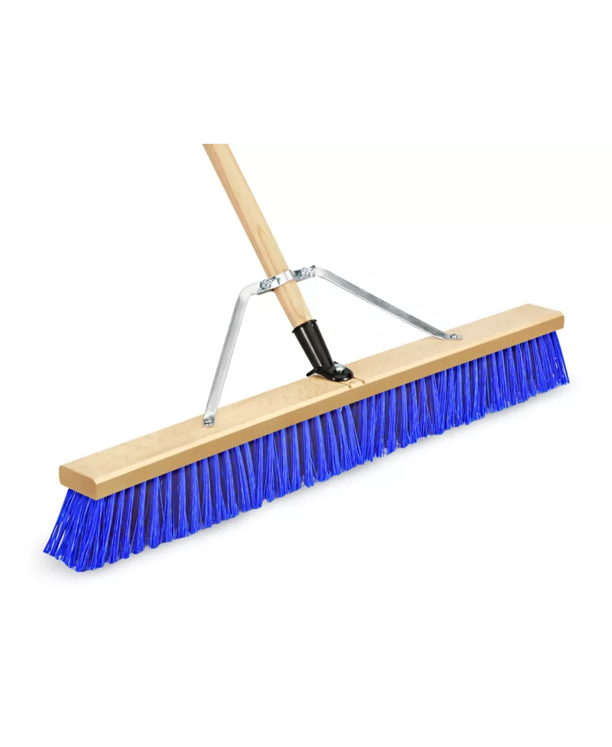 Wolverine 24" Broom, Blue Poly Bristle, 60" Wood Handle W24BBP