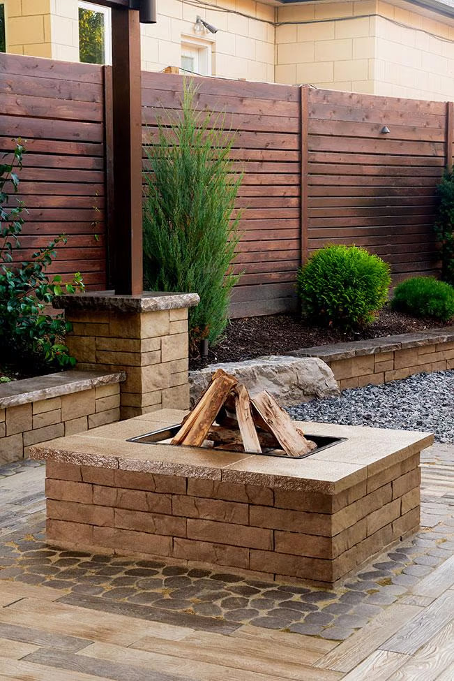 Techo-Bloc BRANDON 90MM FIRE PIT, RECTANGLE [NO SLEEVE], CHESTNUT BROWN