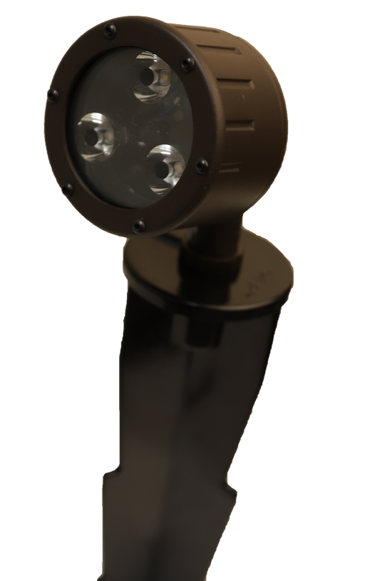 Source Spot Light 4.5W, 6.0VA, 12-15VAC 35° Beam, 450 Lm. Includes Heavy Duty Stake and 2" Removable Shroud.